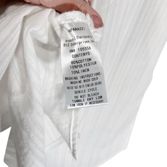 Paparazzi White Embroidered Sleeveless Button Front Tunic Dress S - Picture 11 of 12